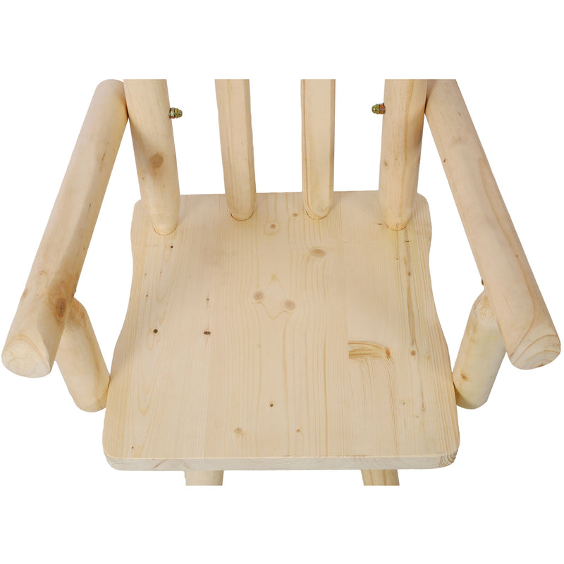 Rustic Bar Stool, Fir Wood Construction, Wide Armrest