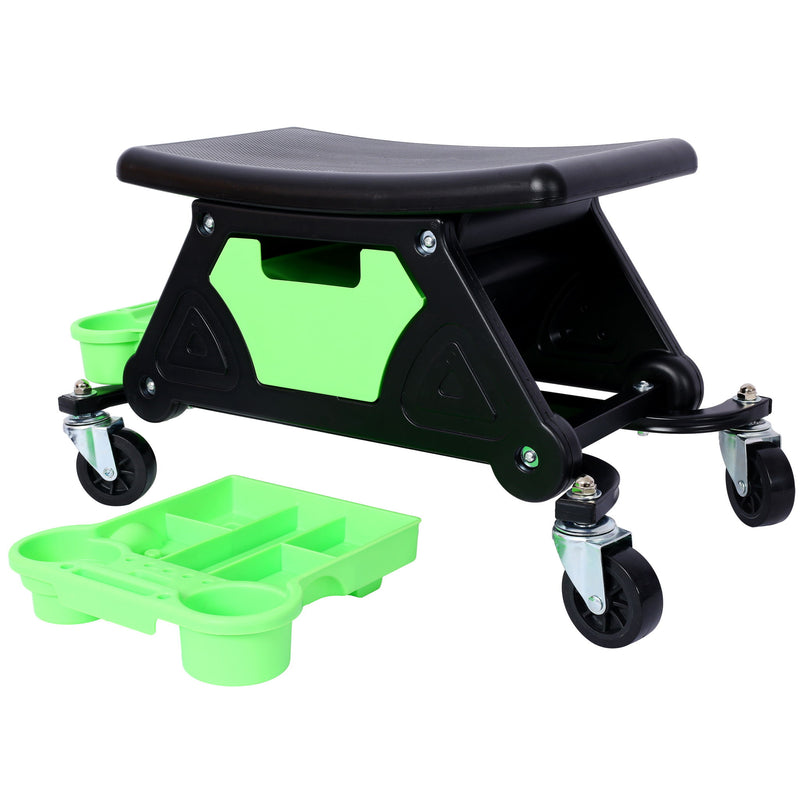 Heavy Duty Mechanic Stool With Tool Storage 300 Lbs Capacity Hdpe - Green