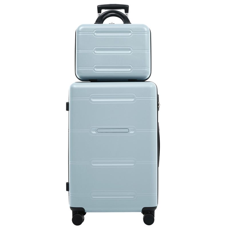 6 Piece Lightweight Hardshell Luggage Set With Double Spinner Wheels, Password Lock