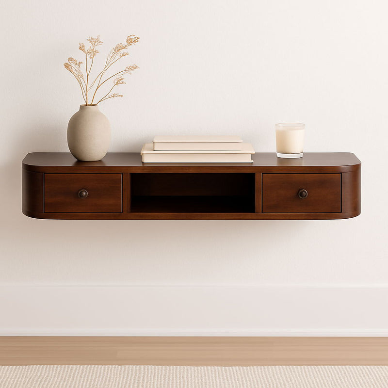Lunar - 2 Drawer Floating Console - Chestnut