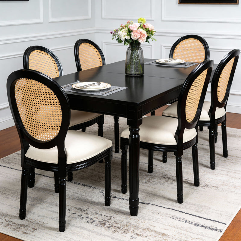 Dining Chairs, Upholstered With Round Back (Set of 2) - Black