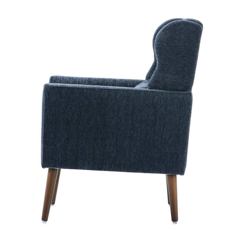 Modern Accent Chair, Arm Chairs For Living Room, Upholstered Mordern Armchair, Comfy Soft Padded Lounge Chair In Small Space, Bedroom, With Pillow, Solid Wood Leg