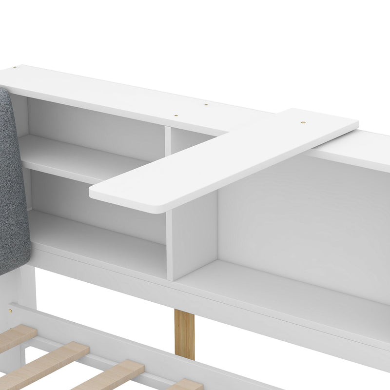 Platform Bed With Storage Headboard, Shelves And 2 Drawers