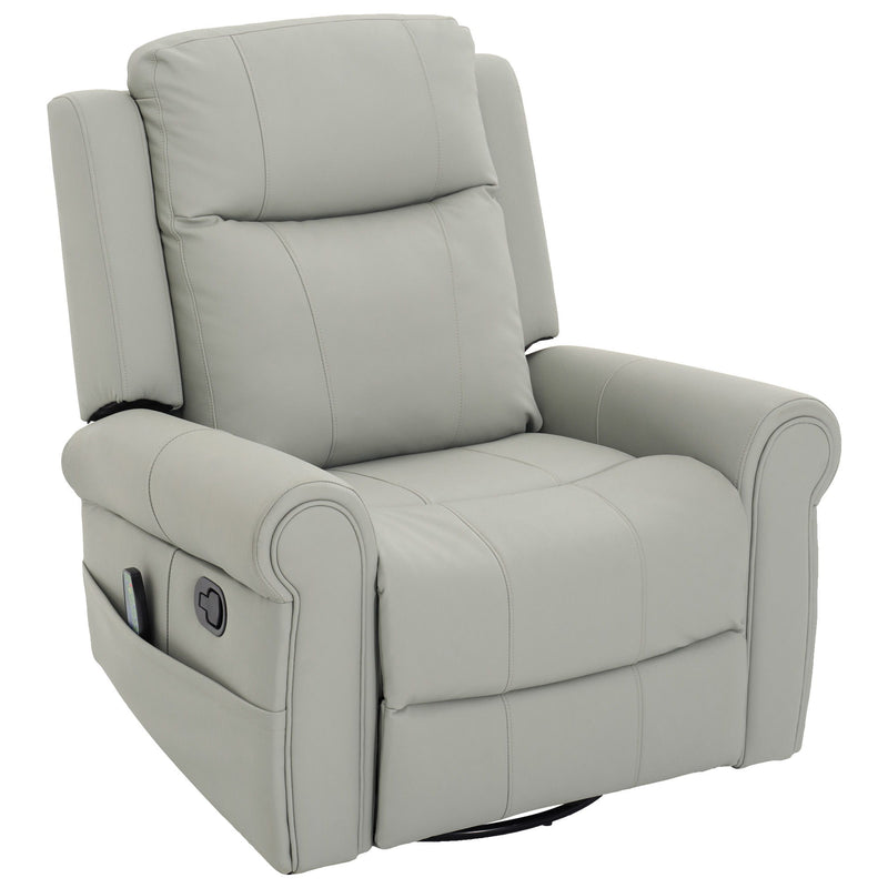 Manual Recliner Chair With 270 Degree Swivel, Massage & Heating, Dual Reclining Positions