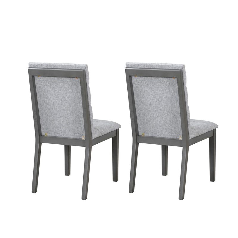 Tufted Upholstery Modern Dining Chairs (Set of 2) Sleek Comfort With Rubber Wood Frame - Gray / Oak