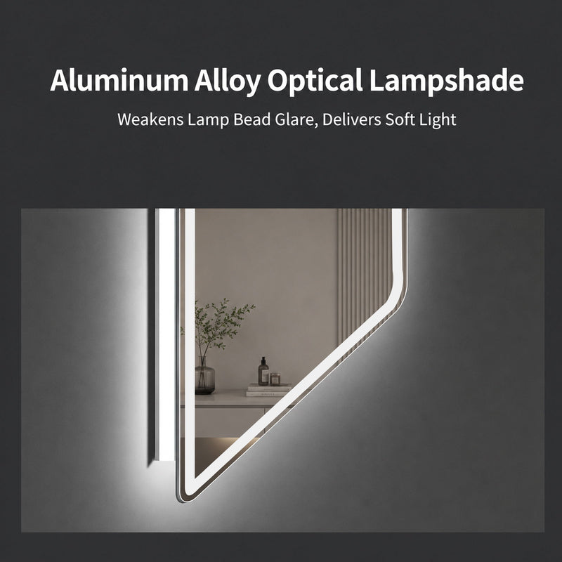36 X 36 LED Bathroom Mirror With Dimmable Frosted Light Band, 3 Color Temperatures, Anti Fog, Memory & Auto Off - Silver