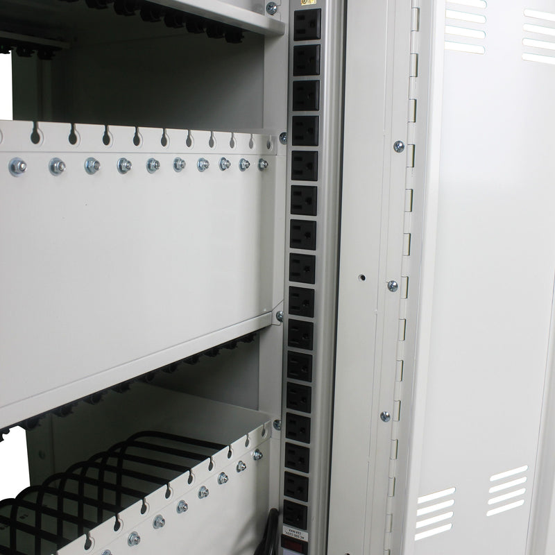 Mobile Charging Cart And Cabinet For Tablets Laptops 30 Device With Combination Lock - Antique White