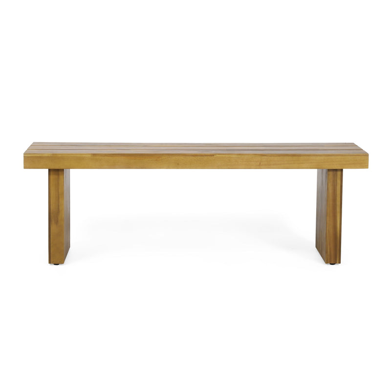 Nahanni - Rustic Acacia Wood Bench With Slat Design - Natural