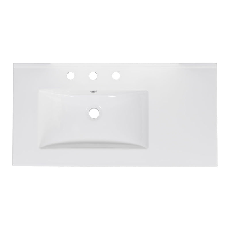 Bathroom Vanity With Ceramic Sink Combo, Abundant Storage Cabinet 2 Soft Close Doors And 5 Drawers