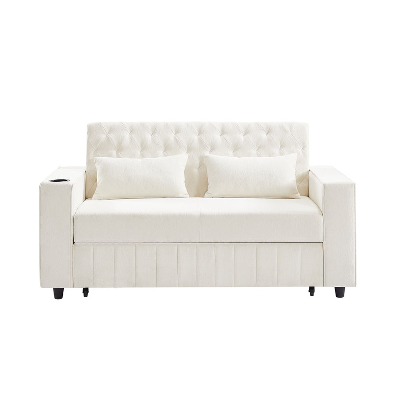 Pull-Out Sofa Bed Convertible Couch With Adjustable Backrest For Living Room