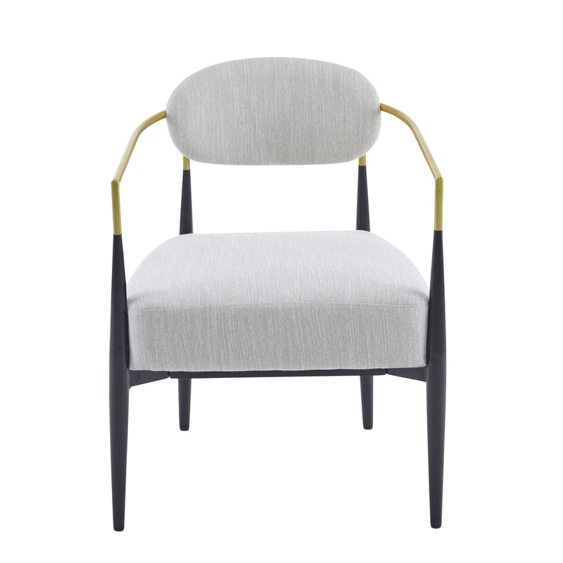 Upholstered Accent Armchair With Tapered Legs - Beige / Black / Gold
