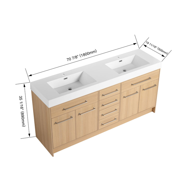 Freestanding Bathroom Vanity With Resin Sink, Soft-Closing Doors And Drawers