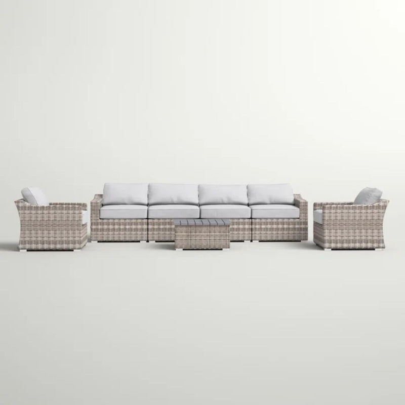 6 Person All Weather Sectional Seating Group With Cushions - Gray Mix