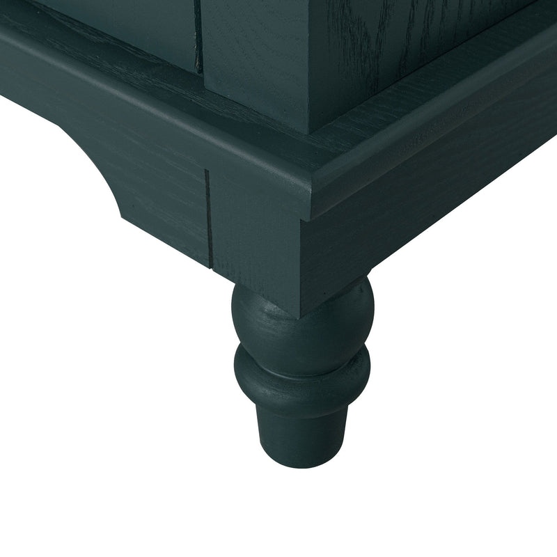 Hollow Carved 2 Door Accent Cabinet With Adjustable Shelf, Sideboard Buffet For Entryway, Living Room Or Bedroom - Blackish Green