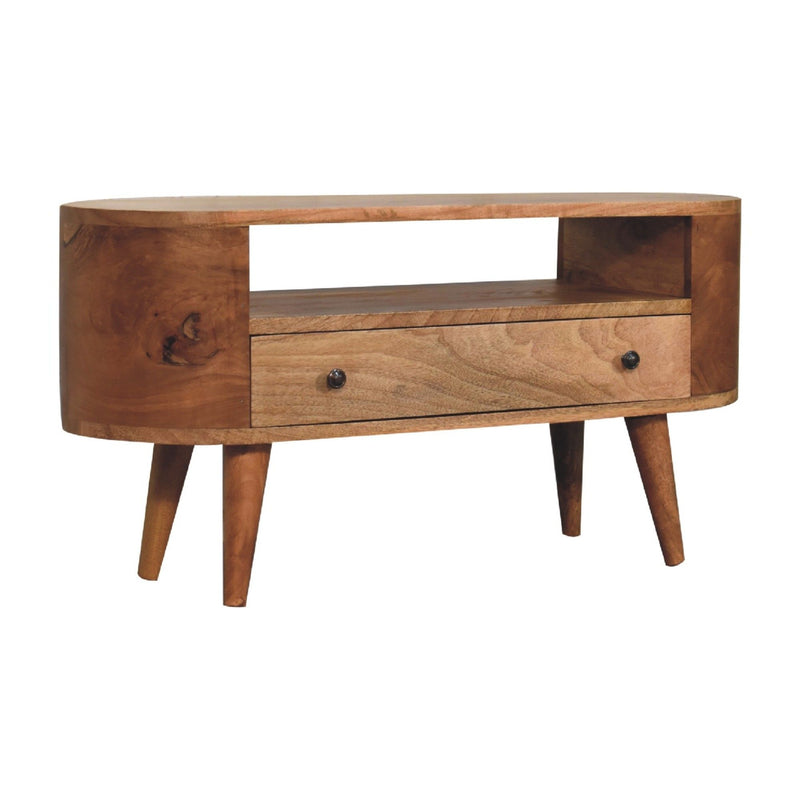 Modern Mini Rounded Entertainment Unit - Oak