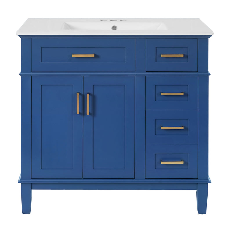 Modern Bathroom Vanity With Ceramic Sink, Soft Close Storage Cabinet