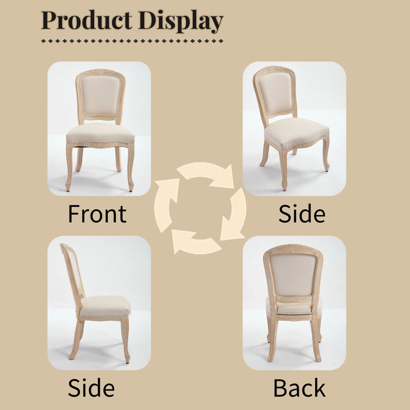 Dining Chairs Upholstered With Fan Shaped Back (Set of 2) - Beige