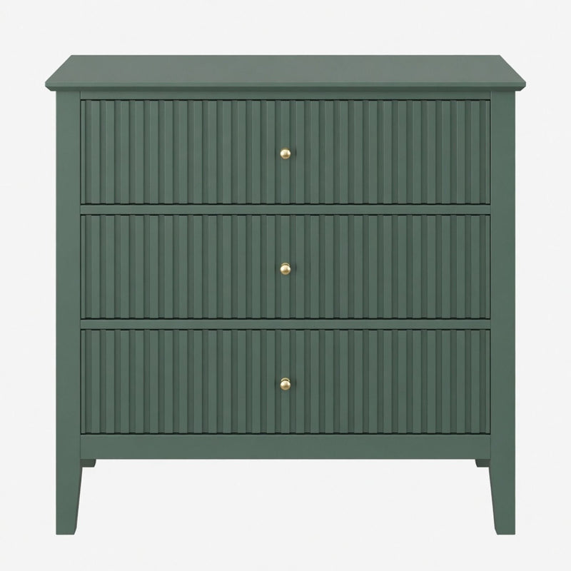 Fluted 3 Drawer Nightstand With Soft Close Slides