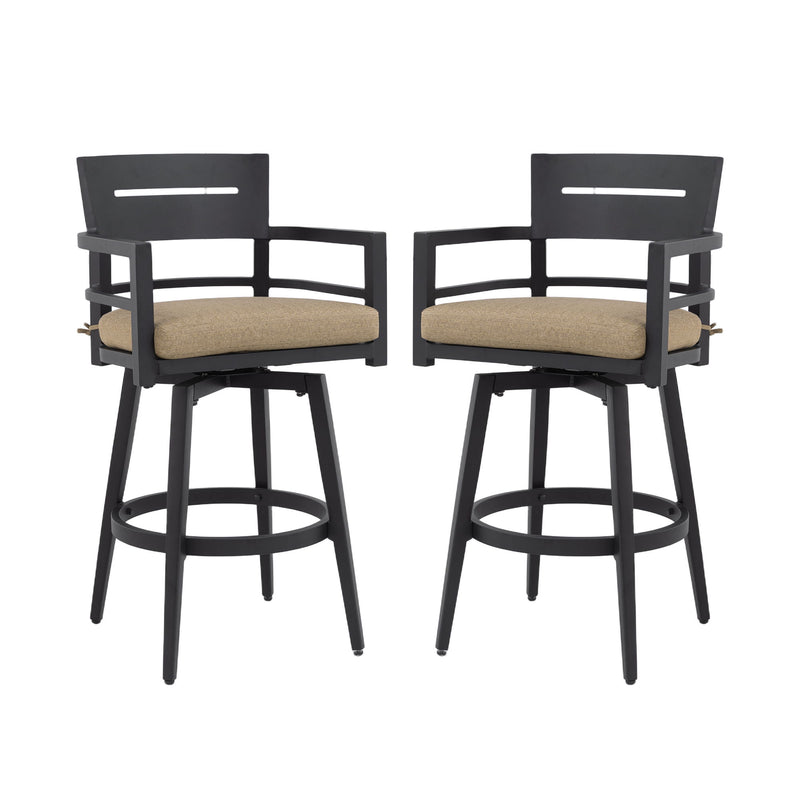 Outdoor Swivel Bar Chairs, 360 Degree Rotation, Ergonomic Backrest (Set of 2)