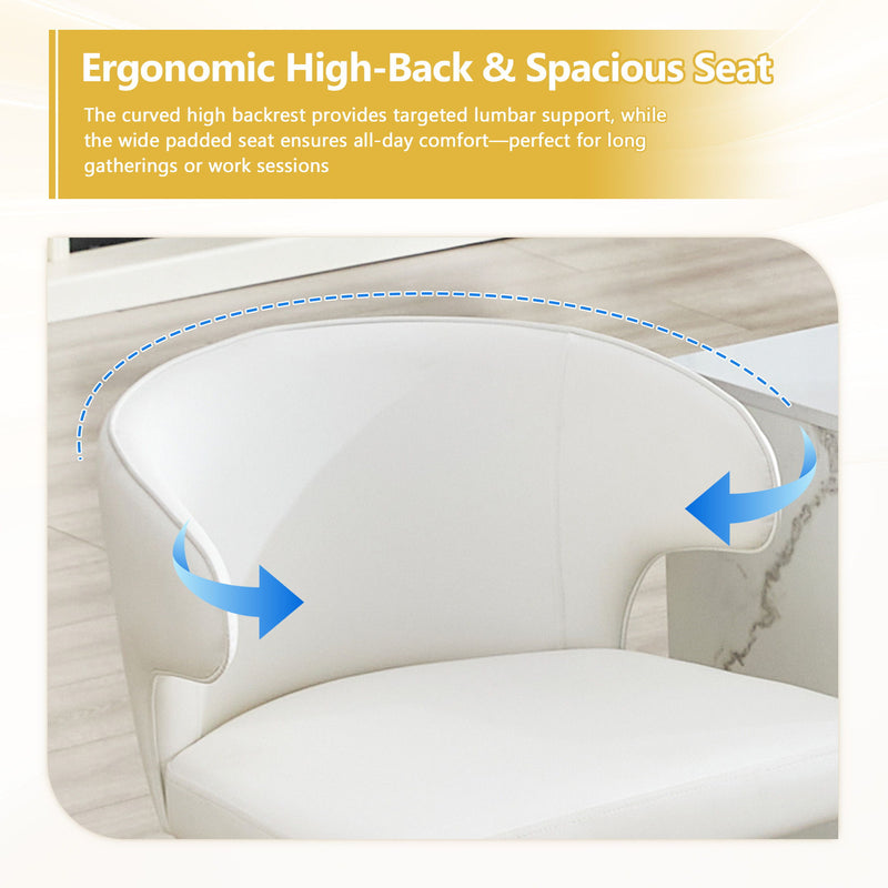 Adjustable Swivel Bar Chair With High Back Support For Kitchen Counter (Set of 2) - White / Silver