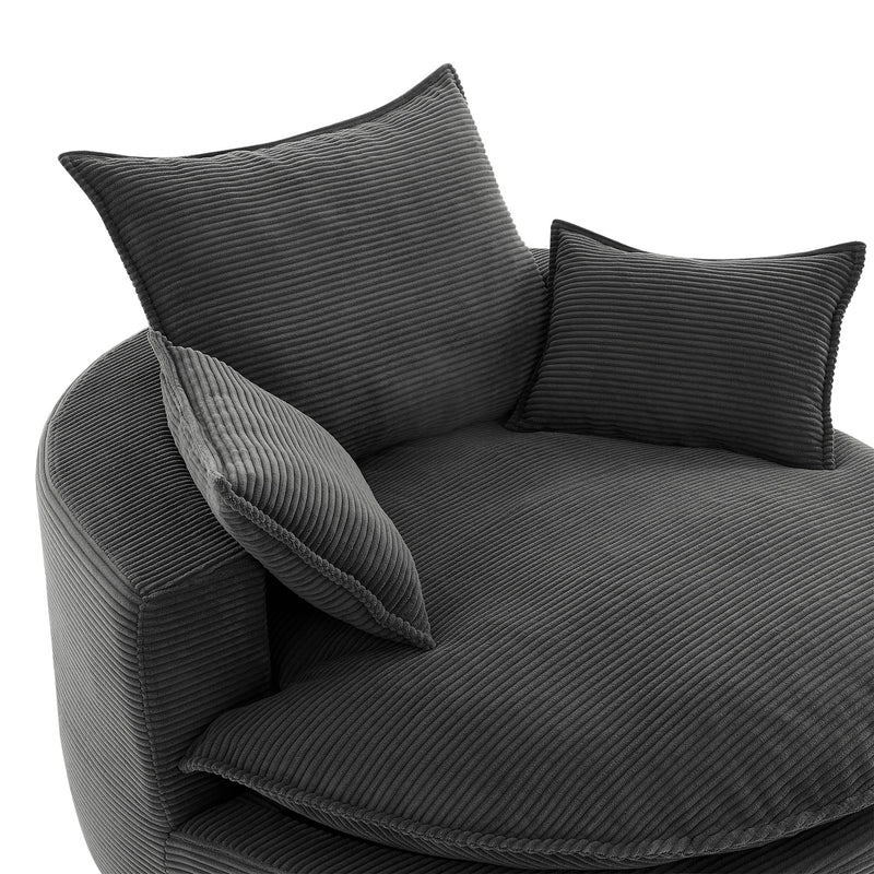 360° Swivel Accent Barrel Chair With Dual Layer Cushion And 3 Removable Pillows
