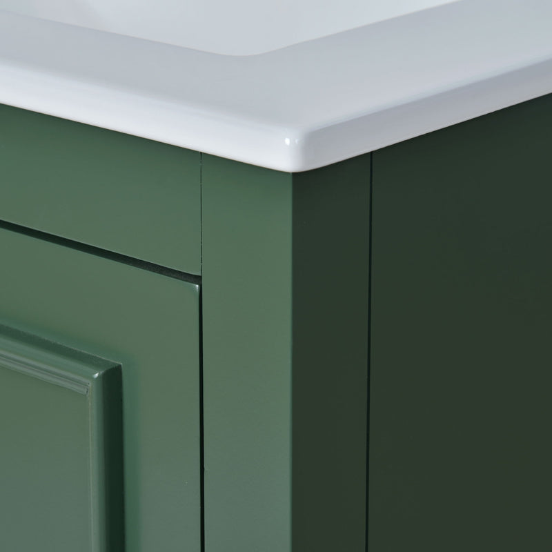 Bathroom Vanity With Ceramic Sink Combo, Modern Freestanding Storage Cabinet With Silver Handles