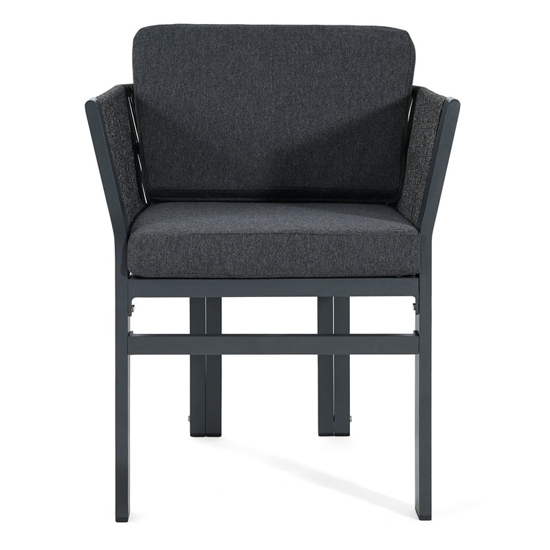 7 Piece Outdoor Dining Set & Table And 6 Chairs - Black / Gray / Teak