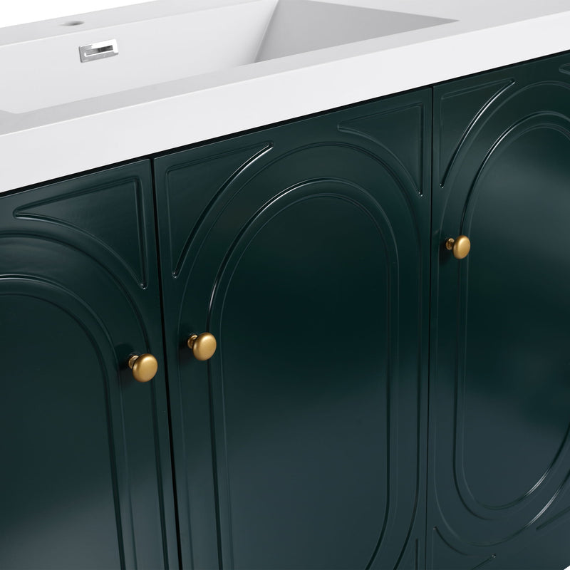 Contemporary Freestanding Bathroom Vanity With Resin Sink & Soft-Close Cabinet Doors