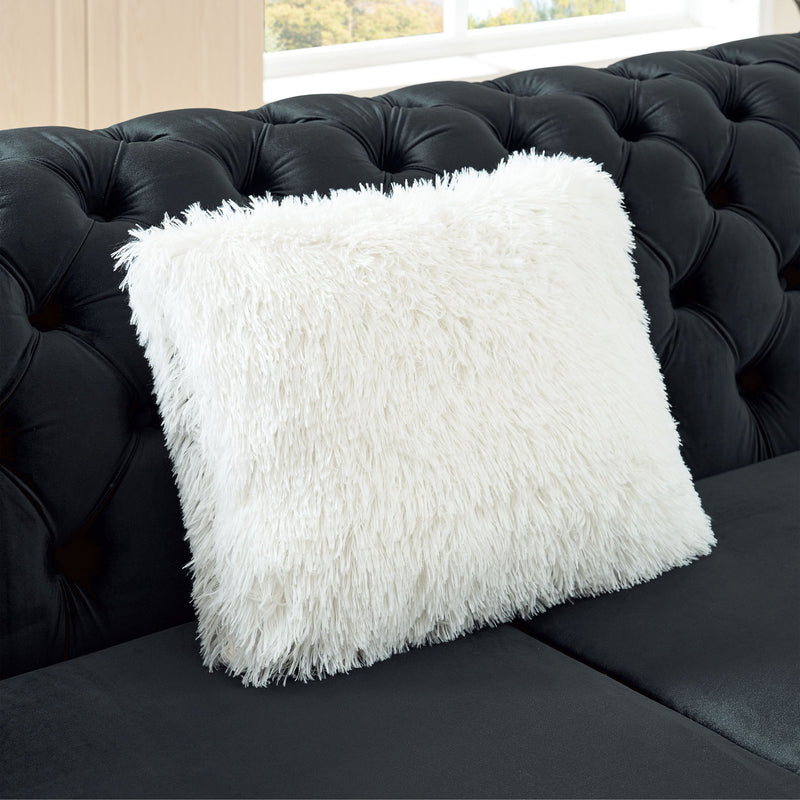 L Shaped Chesterfield Sectional Sofa With Stainless Steel Accents
