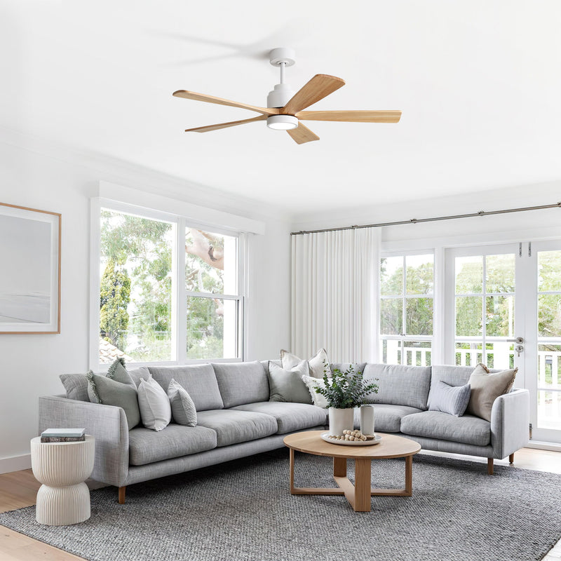 52" Ceiling Fan With Remote Control, Dimmable 3 Color Temperature LED Light, Quiet Reversible DC Motor