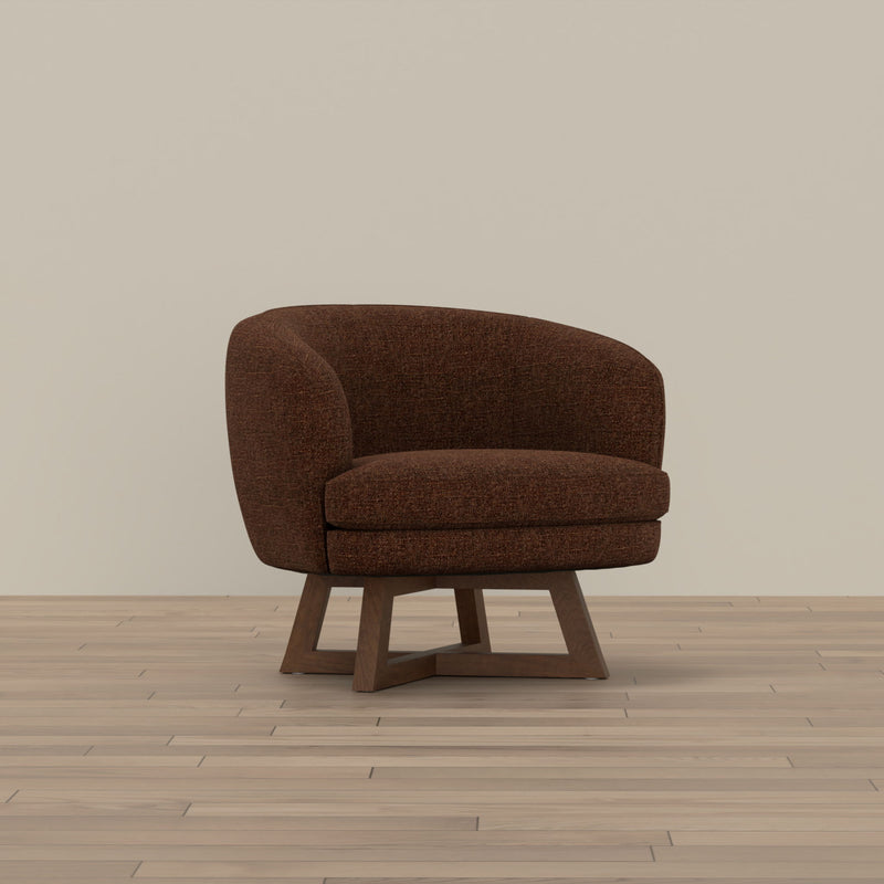 Swivel Accent Chair With Sculptural Base - Red