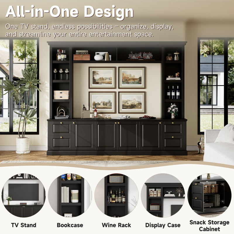 All-In-One TV Stand With Bookcase For TVs Up To 70"