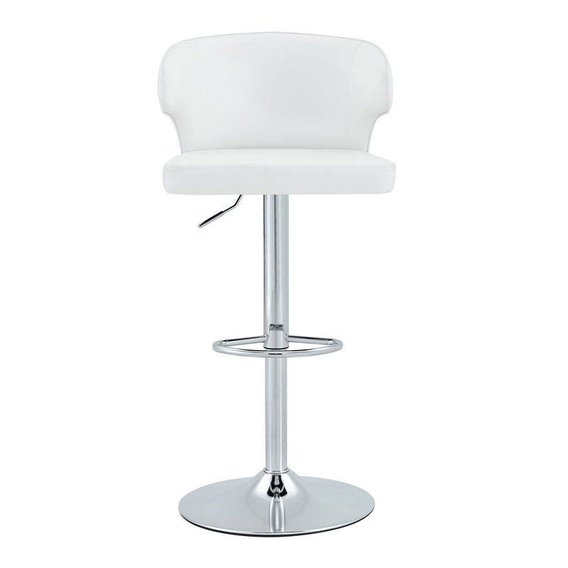Adjustable Swivel Bar Chair With High Back Support For Kitchen Counter (Set of 2) - White / Silver