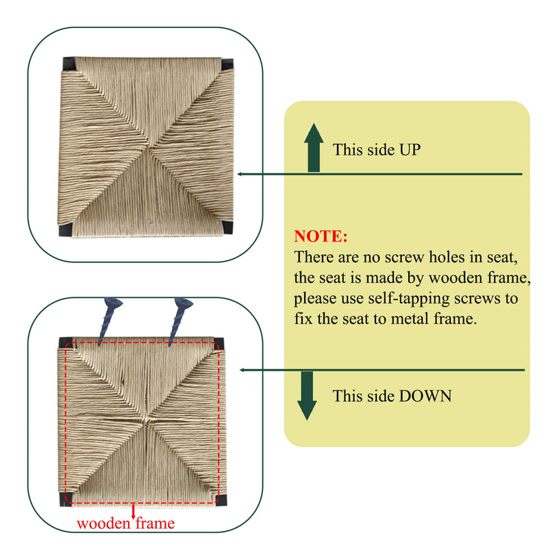 Bar Stools Paper Rope Weave Dining Chairs With Back Hand Weave Stools For Kichen Island, Bar & Counter (Set of 2)