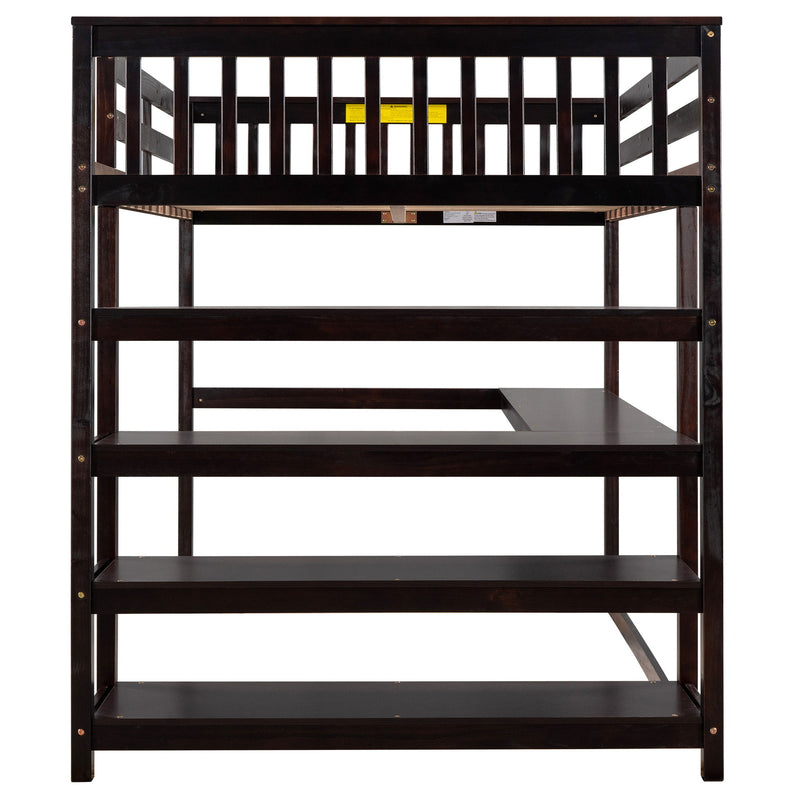 Loft Bed With Storage Shelves And Under Bed Desk