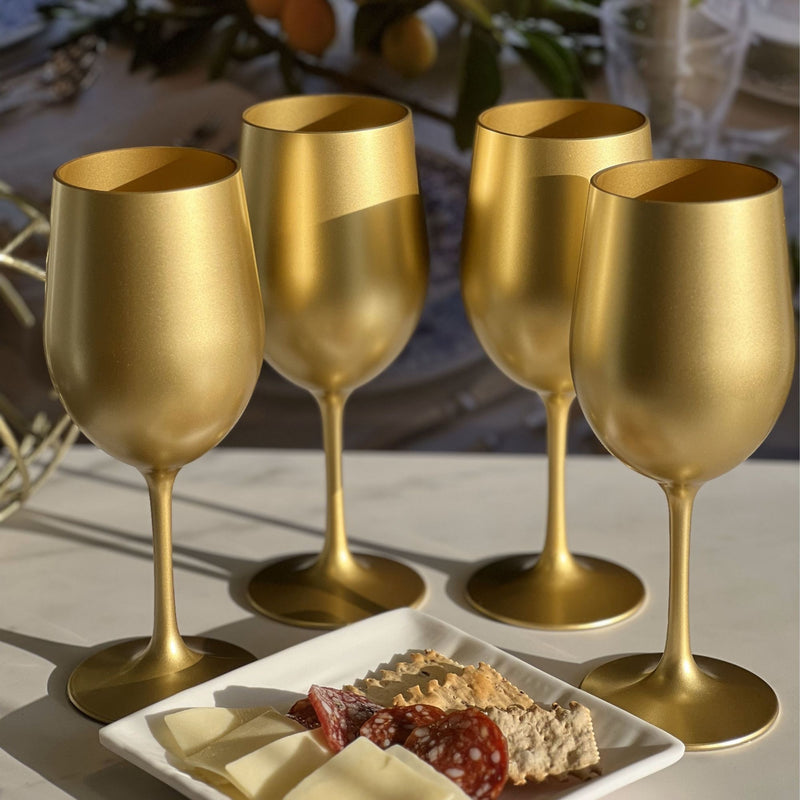 Leadingware Metallic Plastic Wine Glasses (Set of 4)