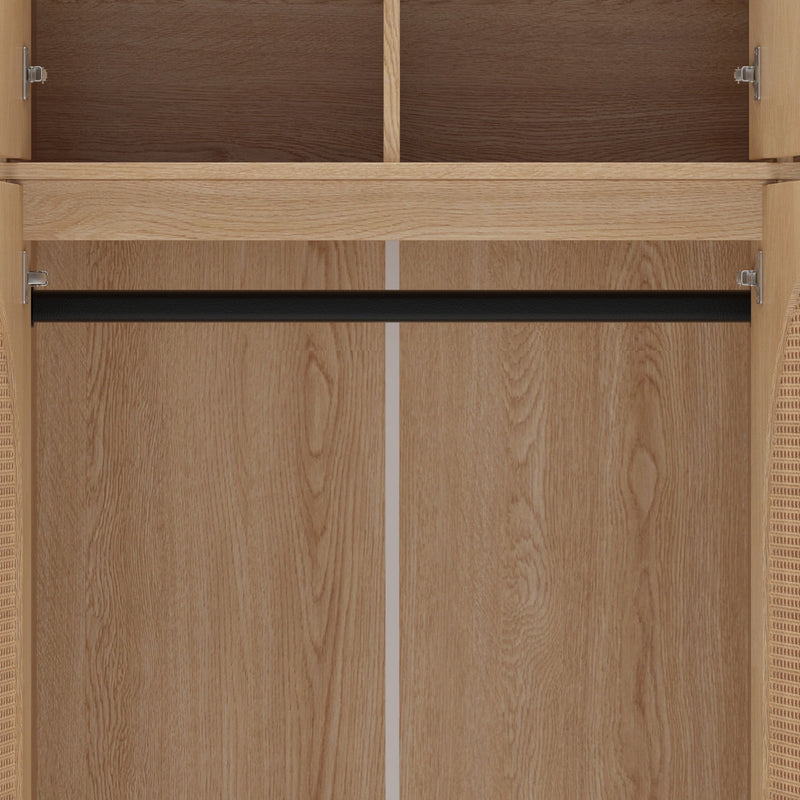 8 Door Armoire Wardrobe With Adjustable Shelves And Hanging Rod