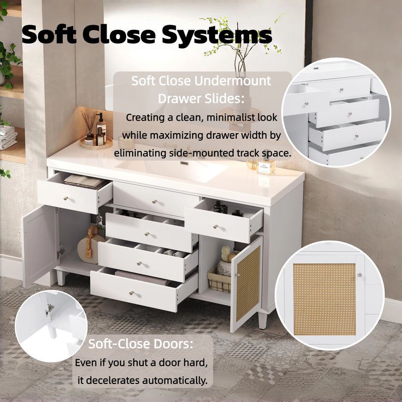 Modern Bathroom Vanity With Sink, Soft Close Drawers