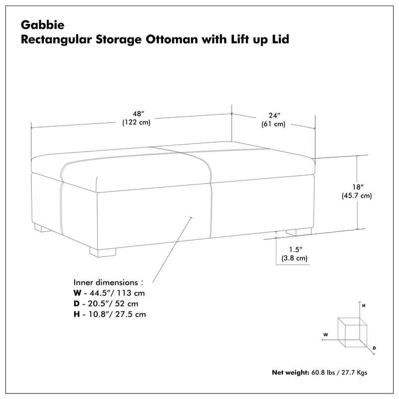 Gabbie - Coffee Table Upholstered Storage Ottoman