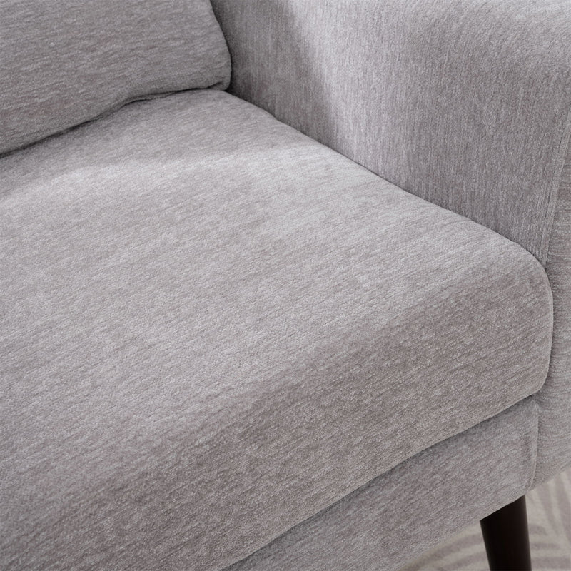 Modern Accent Chair, Arm Chairs For Living Room, Upholstered Mordern Armchair, Comfy Soft Padded Lounge Chair In Small Space, Bedroom, With Pillow, Solid Wood Leg