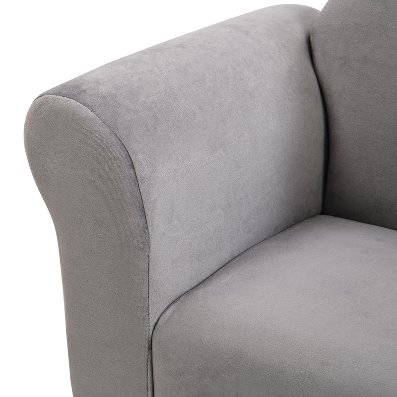 Kids Recliner Chair, Kids Upholstered Couch With Ottoman - Dark Gray