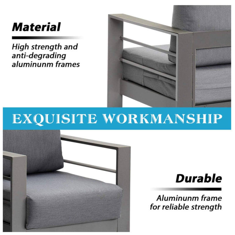 All-Weather Patio Sofa With Cushions, 3 Seat Outdoor Couch