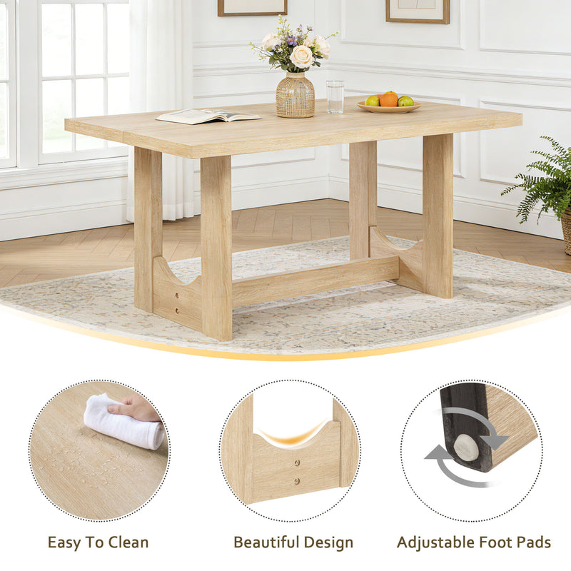 6 Piece Rectangular Kitchen Table Set With Bench And 4 Upholstered Chairs For Kitchen - Light Oak
