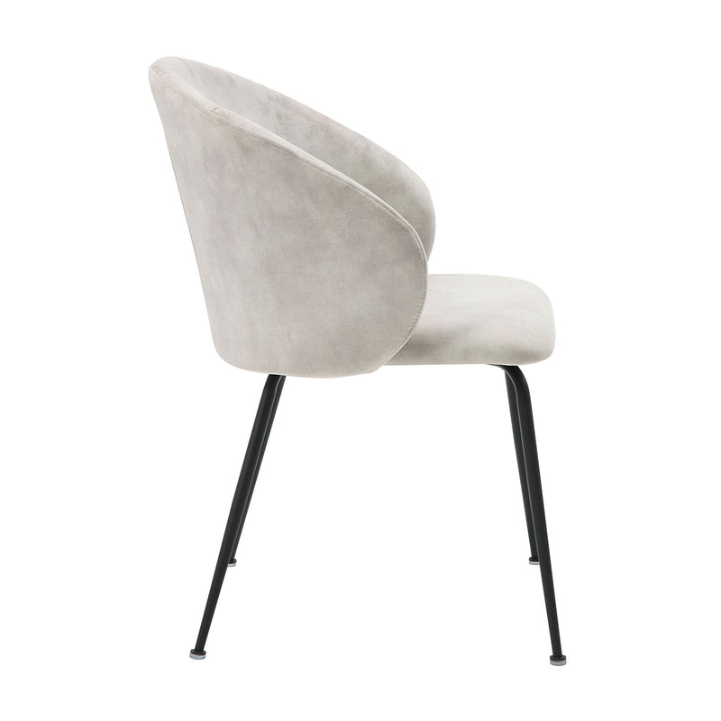 Velvet Upholstery Side Chairs 2 Piece Set With Metal Legs Modern Home Furniture - Beige