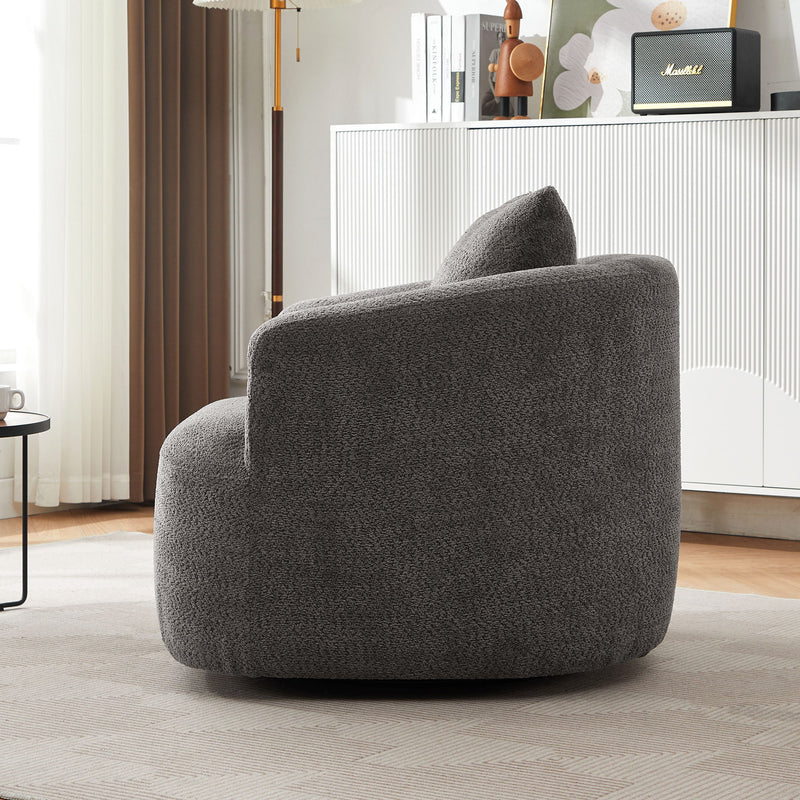 360° Swivel Barrel Sofa Chair With Throw Pillow, Upholstered Accent Chair