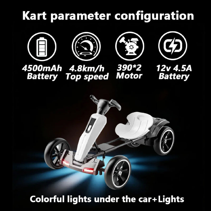 Electric Kids Pedal Go Kart With Adjustable Seat, Foldable Design