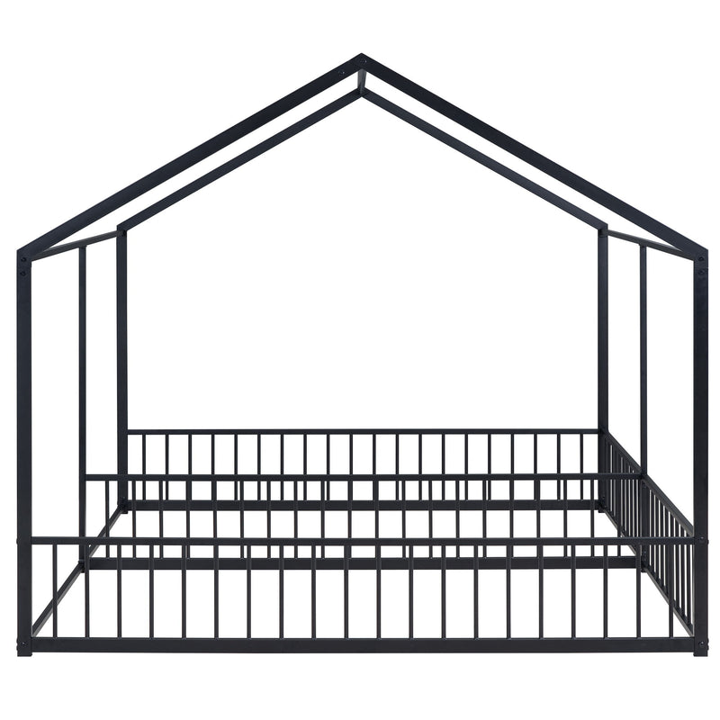 House Platform Beds, 2 Shared Beds, Metal Frame With Guardrails