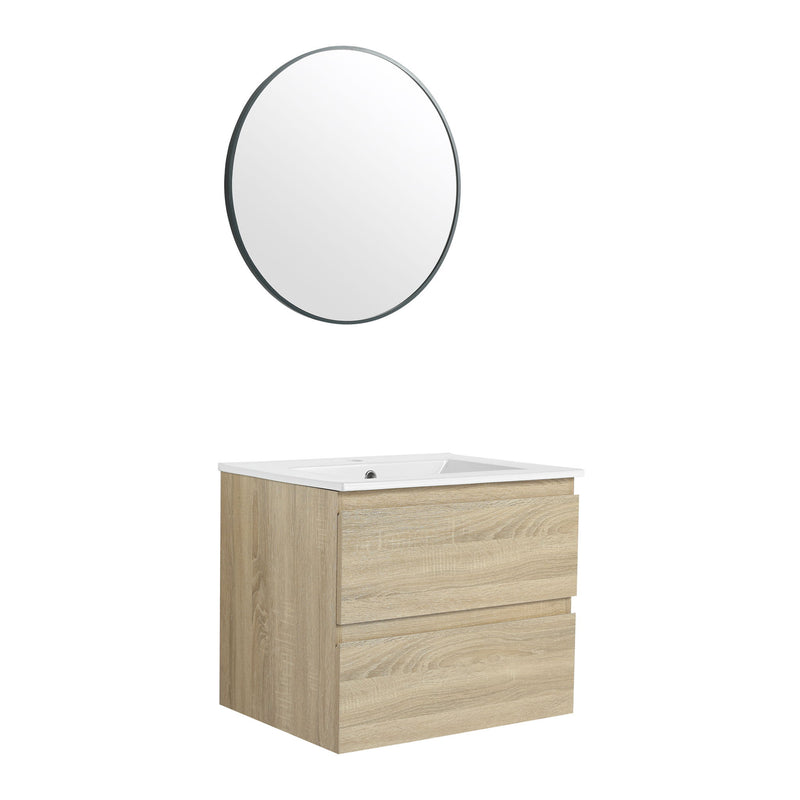 Wall Mounted Bathroom Vanity & Sink, 2 Soft Close Drawers