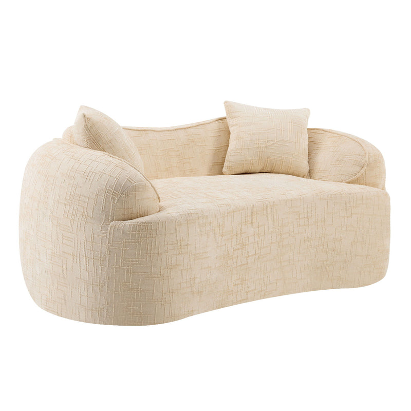 Curved 2 Person Compress Sofa With Armrests, Includes Pillows