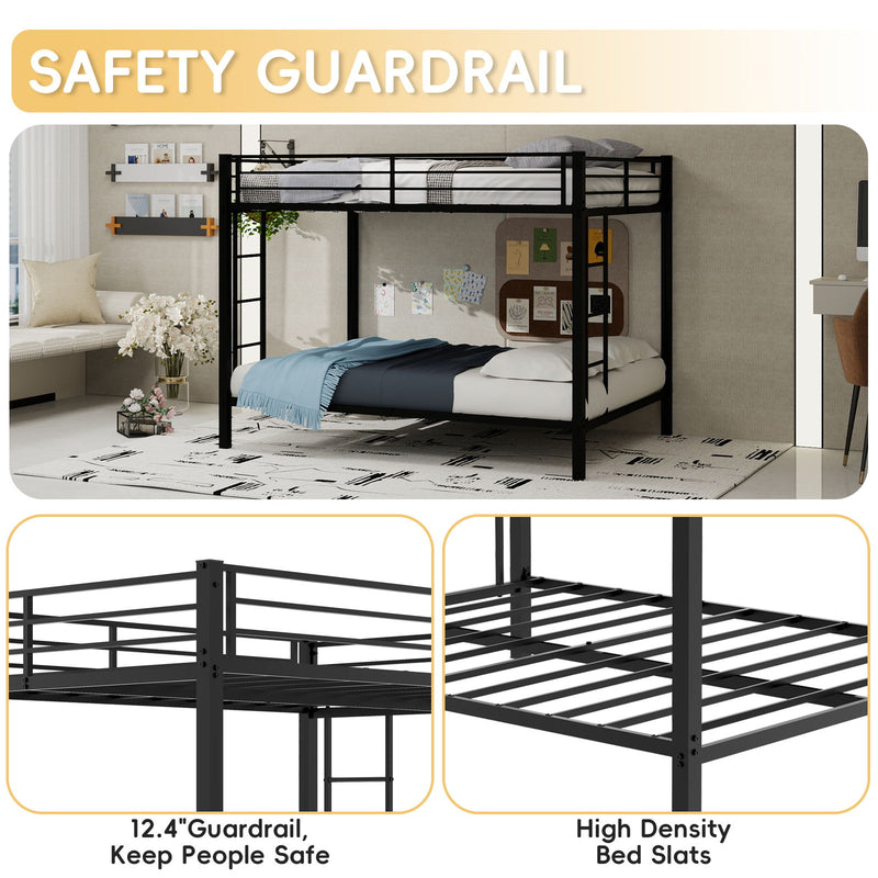 Bunk Bed For Kids, Convertible Frame With Ladders & Guardrail